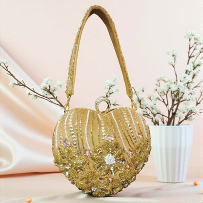 Designer Embroidered Valentine Heart Clutch Bag