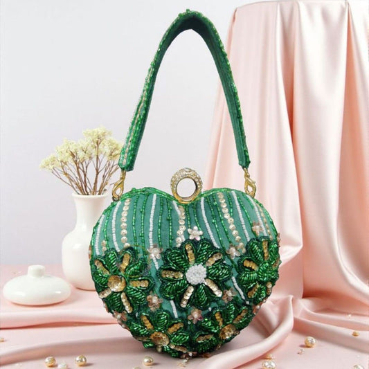 Designer Embroidered Valentine Heart Clutch Bag