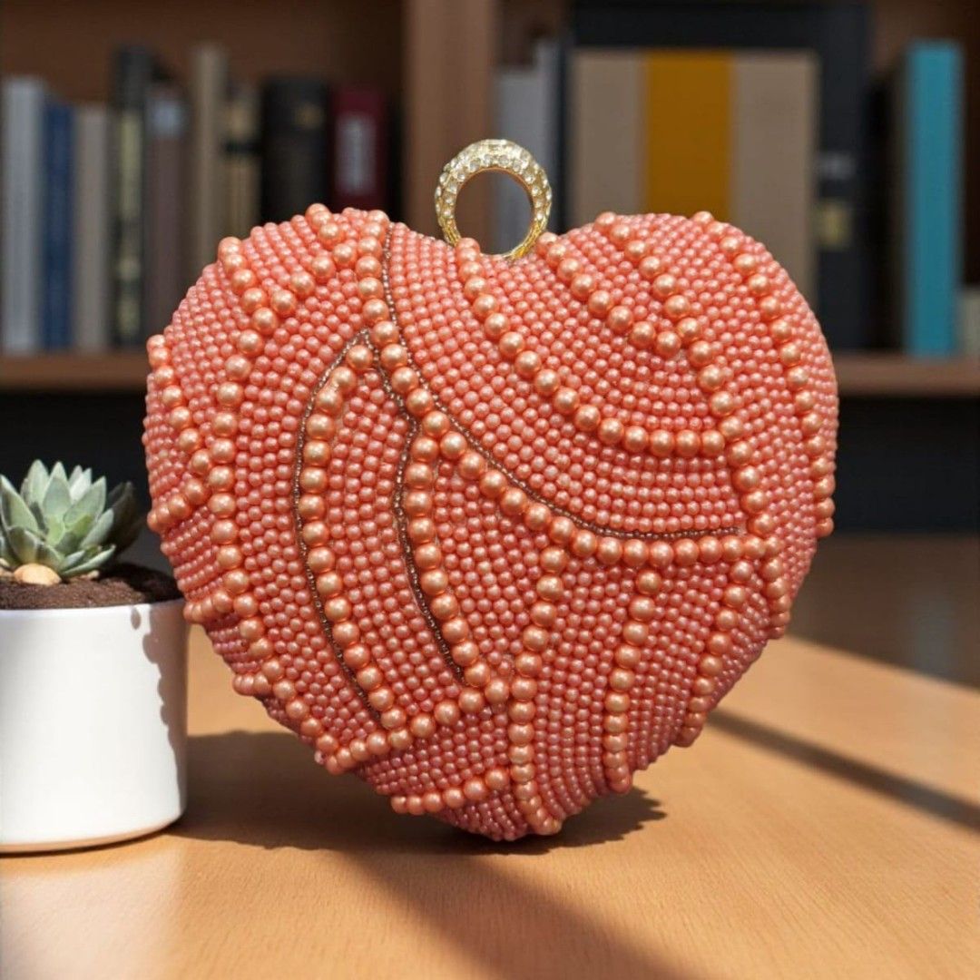 Designer Embroidered Valentine Heart Clutch Bag