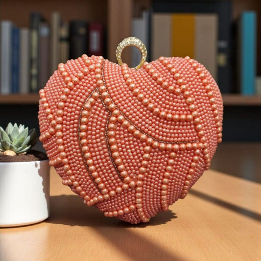 Designer Embroidered Valentine Heart Clutch Bag