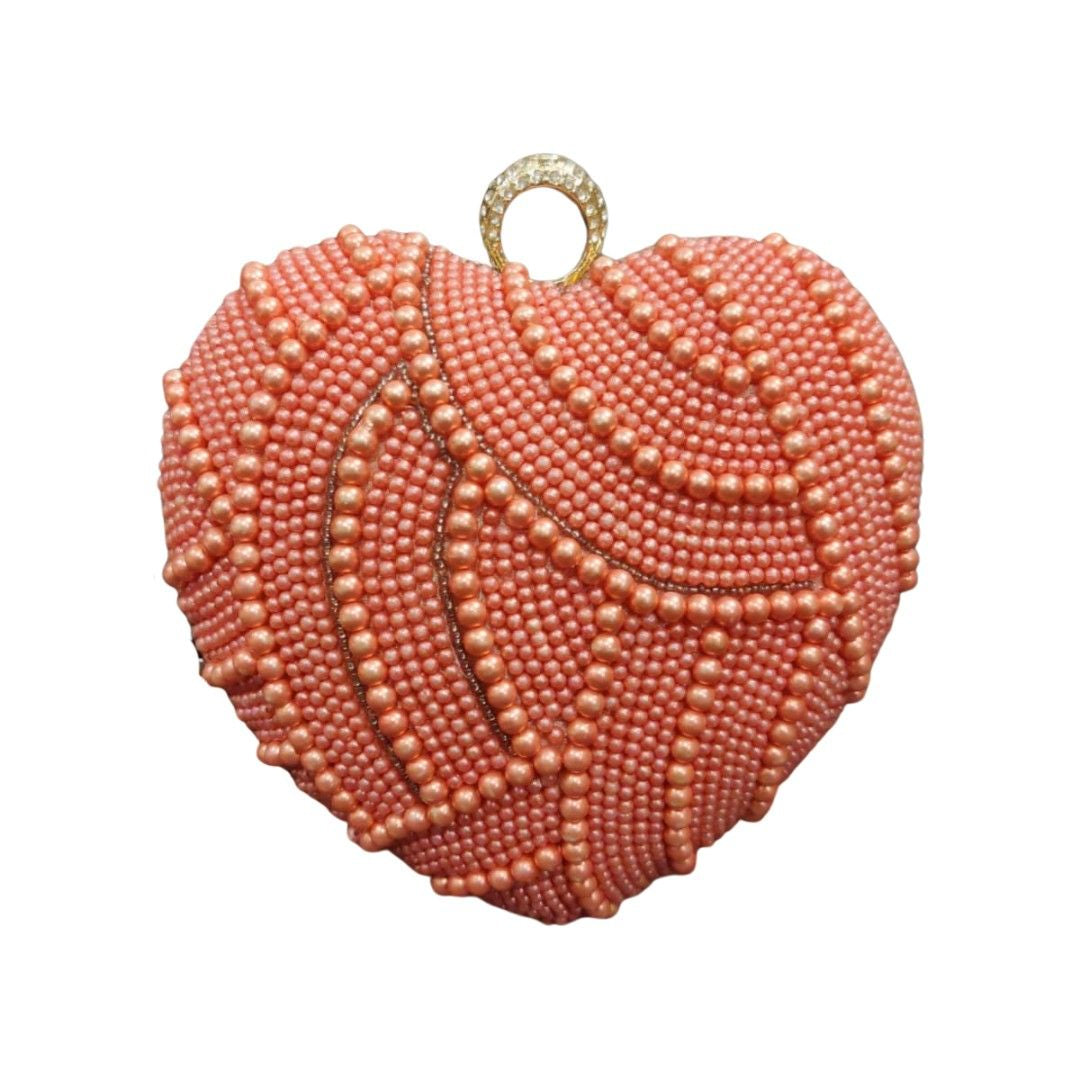 Designer Embroidered Valentine Heart Clutch Bag