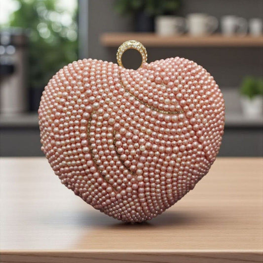 Designer Embroidered Valentine Heart Clutch Bag