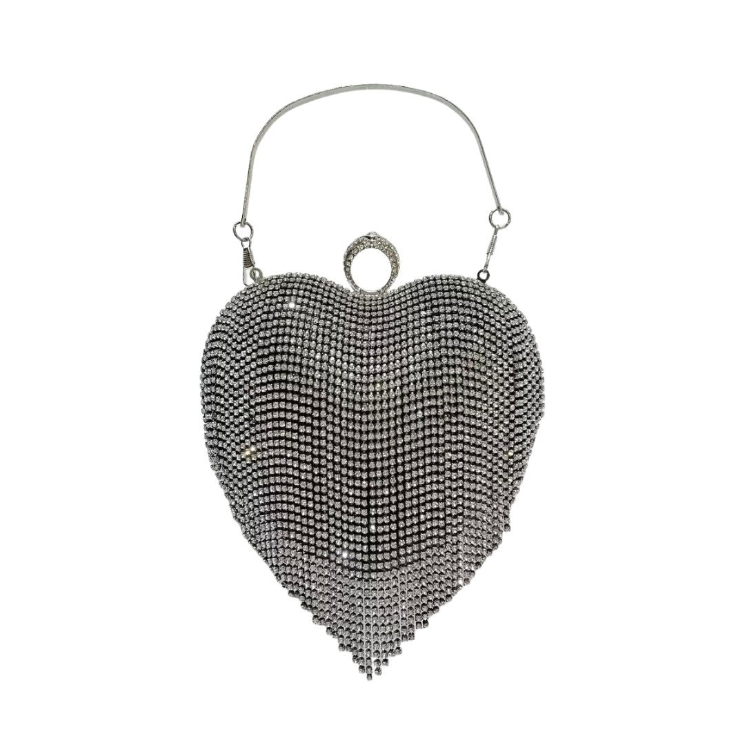 Crystal Rhinestone Valentine Heart Clutch Bag