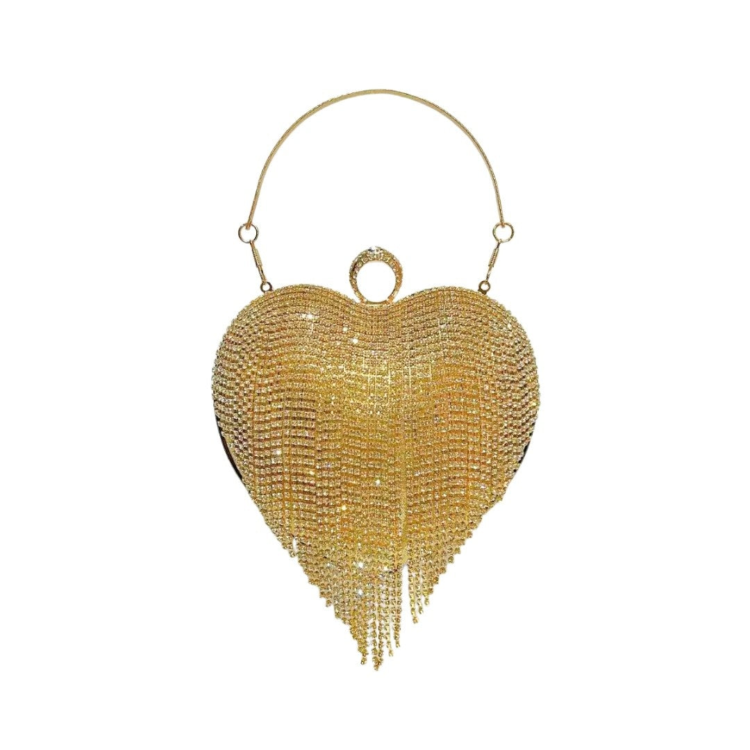 Crystal Rhinestone Valentine Heart Clutch Bag