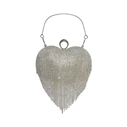 Crystal Rhinestone Valentine Heart Clutch Bag
