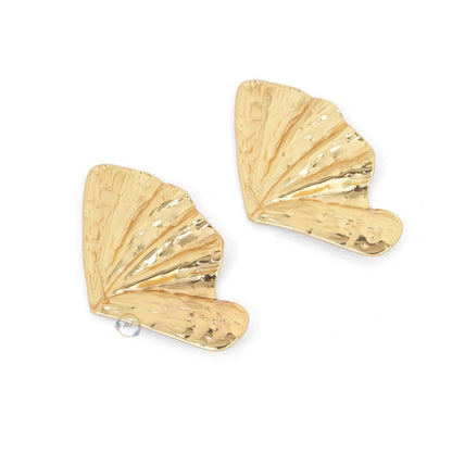 Gold Plated Leaf Fan Earrings