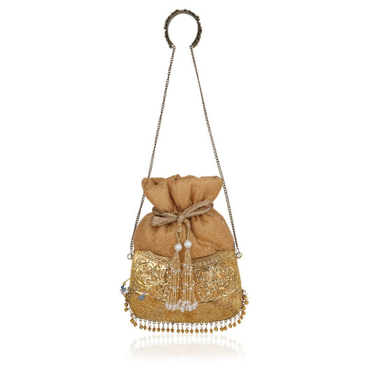 Vintage Gold Brass Metal Party Clutch Bag