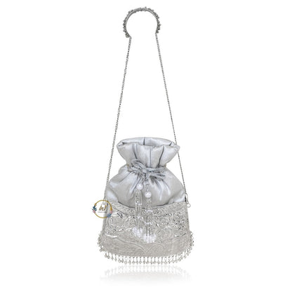 Vintage Silver Brass Metal Party Clutch Bag
