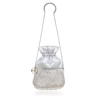 Vintage Silver Brass Metal Party Clutch Bag