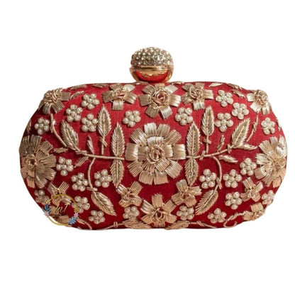 Red Embroidery Party Clutch Bag for Women
