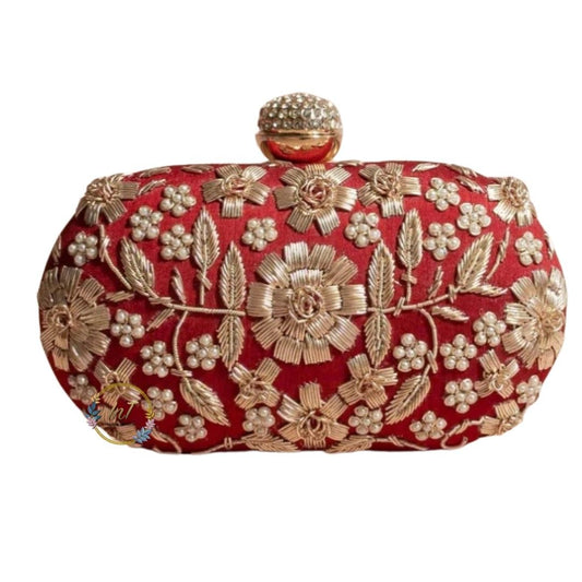 Red Embroidery Party Clutch Bag for Women