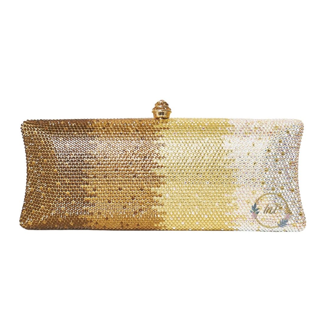 Golden Rhinestone Party Clutch Bag for Women