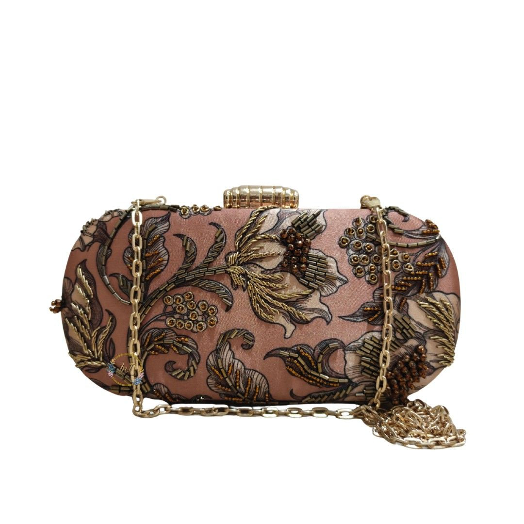 Printed Floral Embroidery Party Clutch Bag for Women