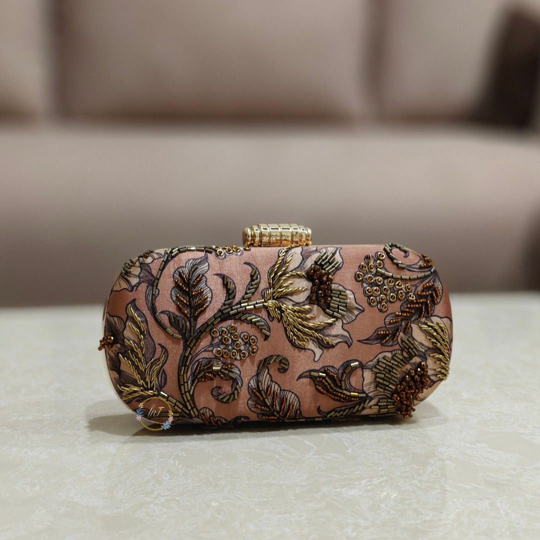 Printed Floral Embroidery Party Clutch Bag for Women