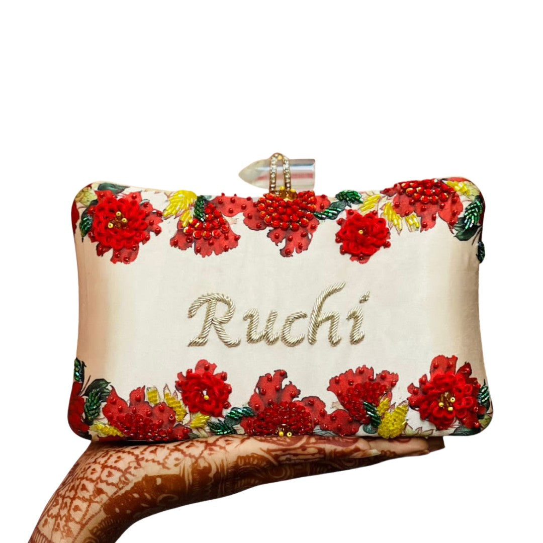 Customised Embroidery Name Women Party Clutch Bag
