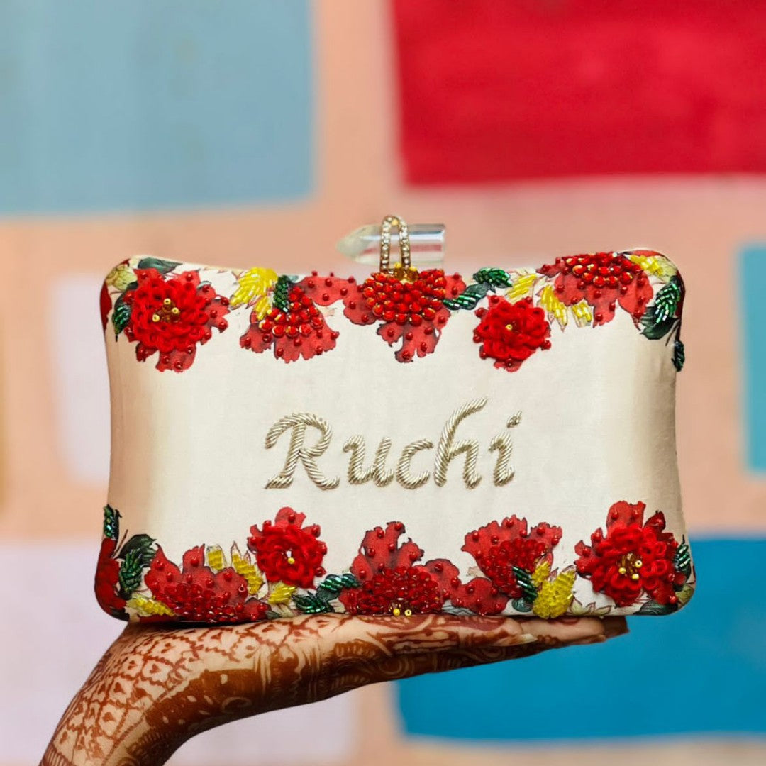 Customised Embroidery Name Women Party Clutch Bag