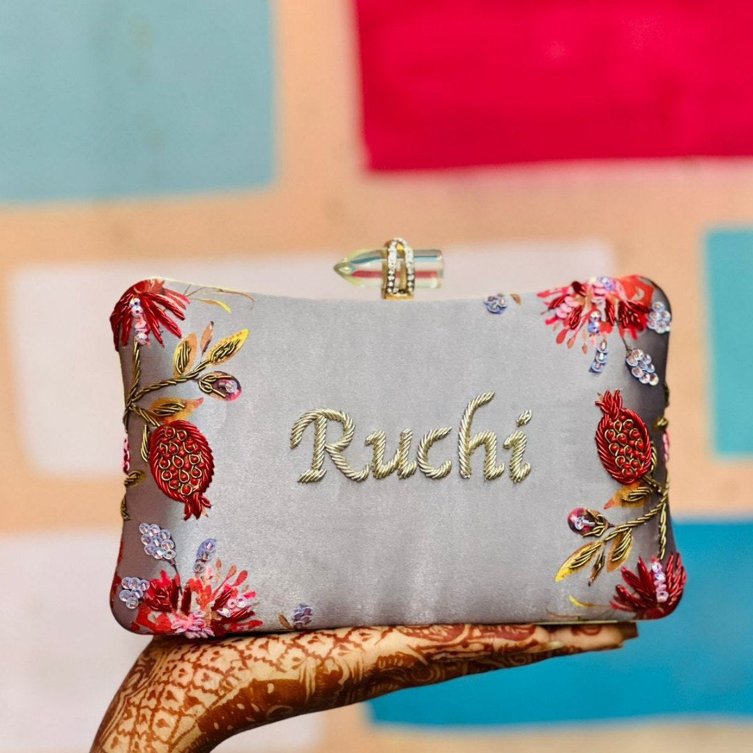 Customised Embroidery Name Women Party Clutch Bag
