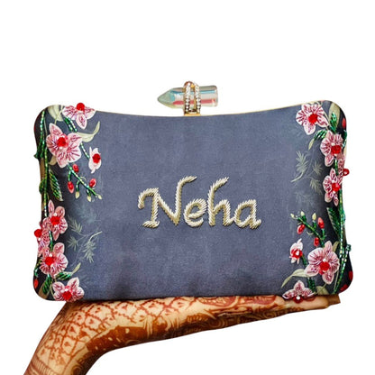 Customised Embroidery Name Women Party Clutch Bag