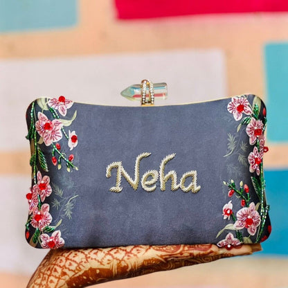 Customised Embroidery Name Women Party Clutch Bag