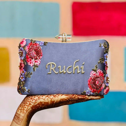 Customised Embroidery Name Women Party Clutch Bag