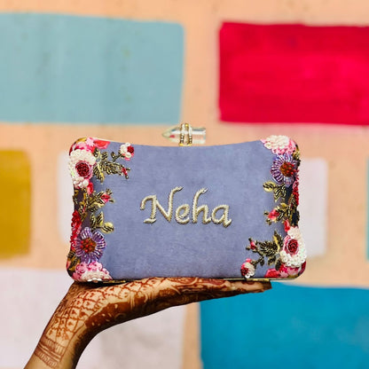 Customised Embroidery Name Women Party Clutch Bag