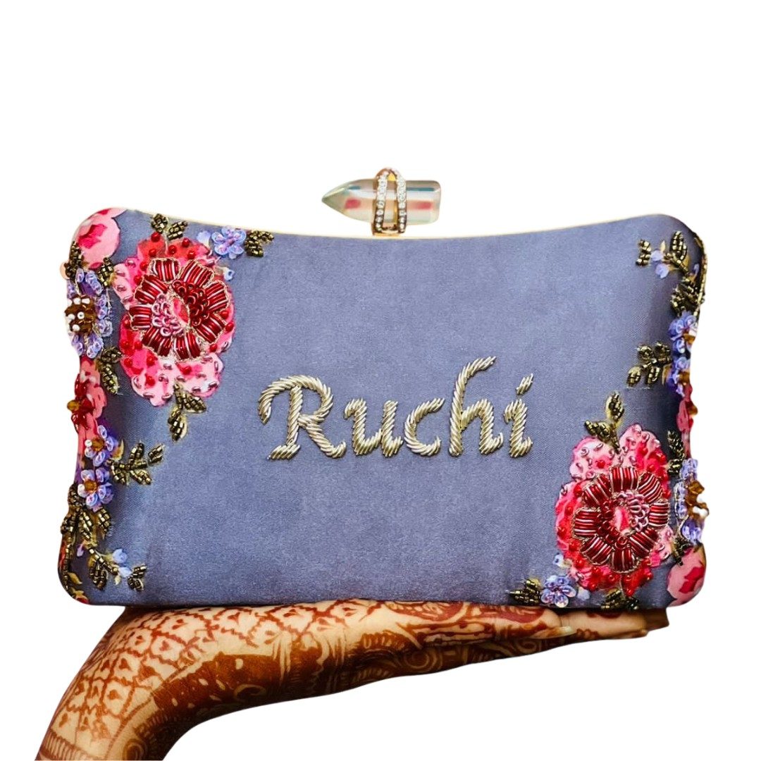 Customised Embroidery Name Women Party Clutch Bag
