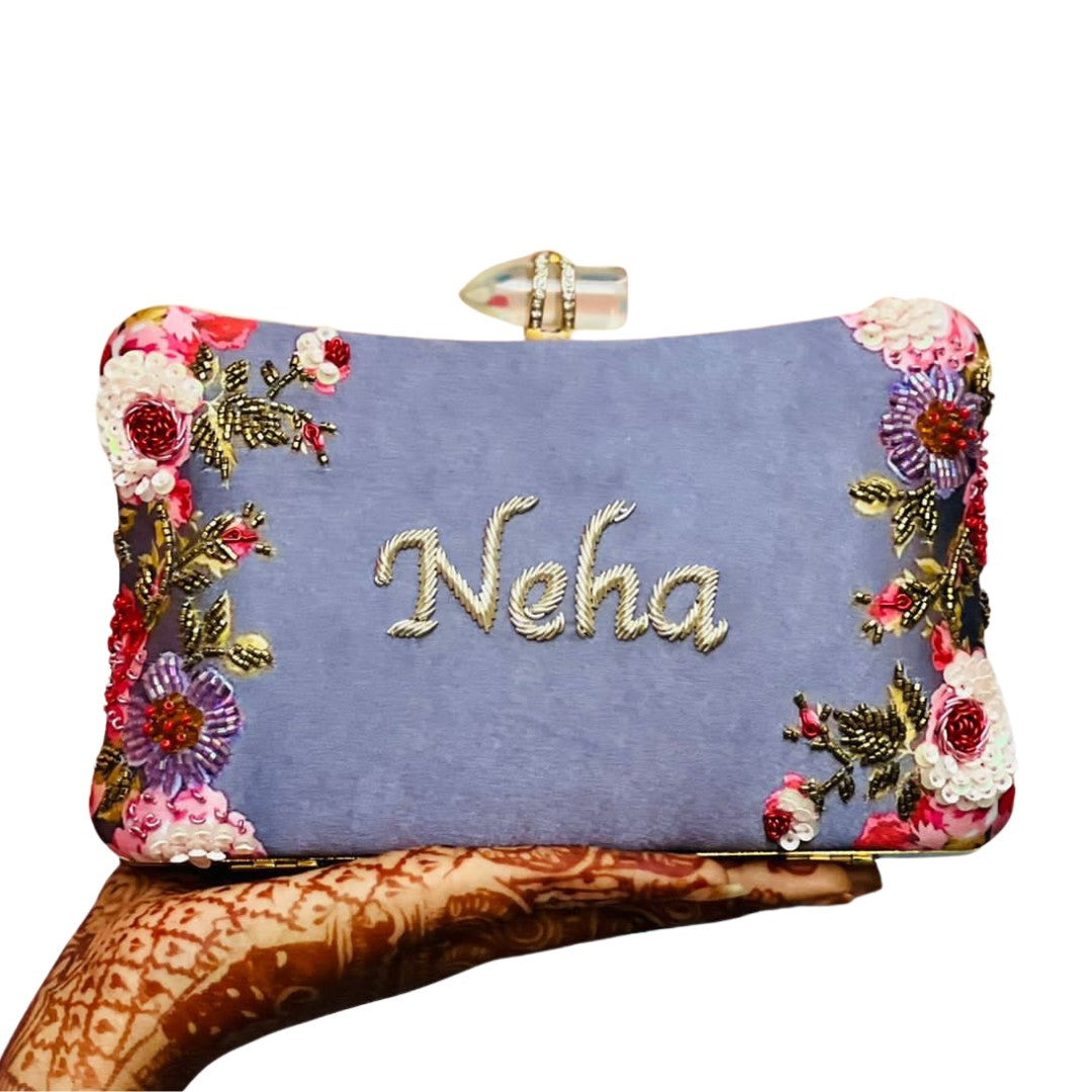 Customised Embroidery Name Women Party Clutch Bag