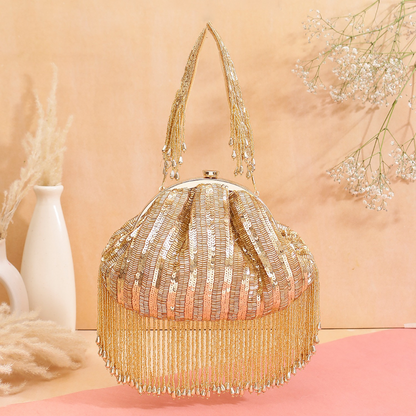 Long Tassel Embroidery Soft Pouch Bag