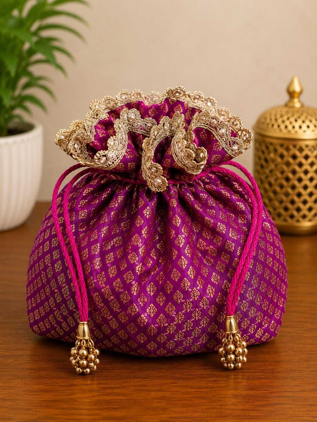 Banarasi Scruchy Potli Bags (Pack of 5 )