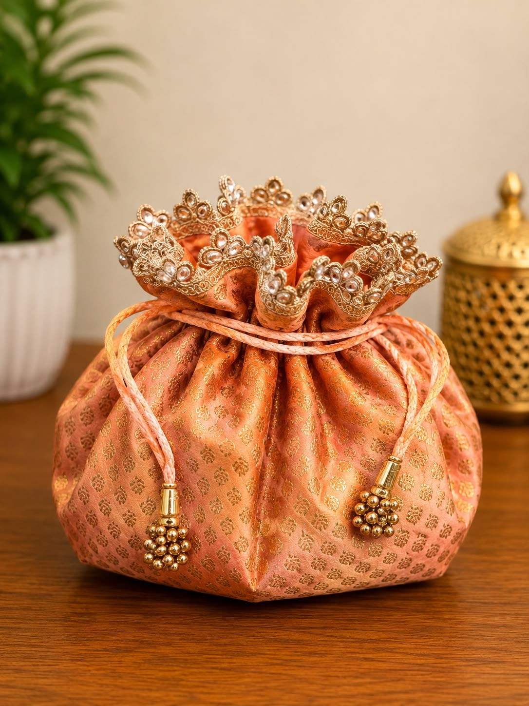 Banarasi Scruchy Potli Bags (Pack of 5 )