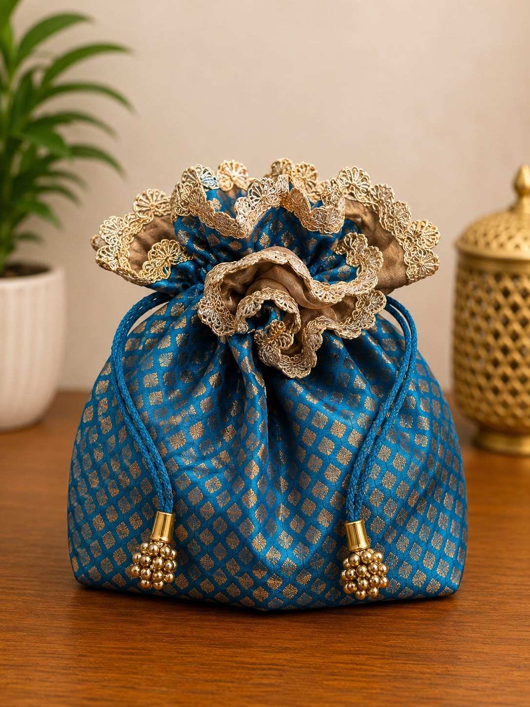 Banarasi Scruchy Potli Bags (Pack of 5 )