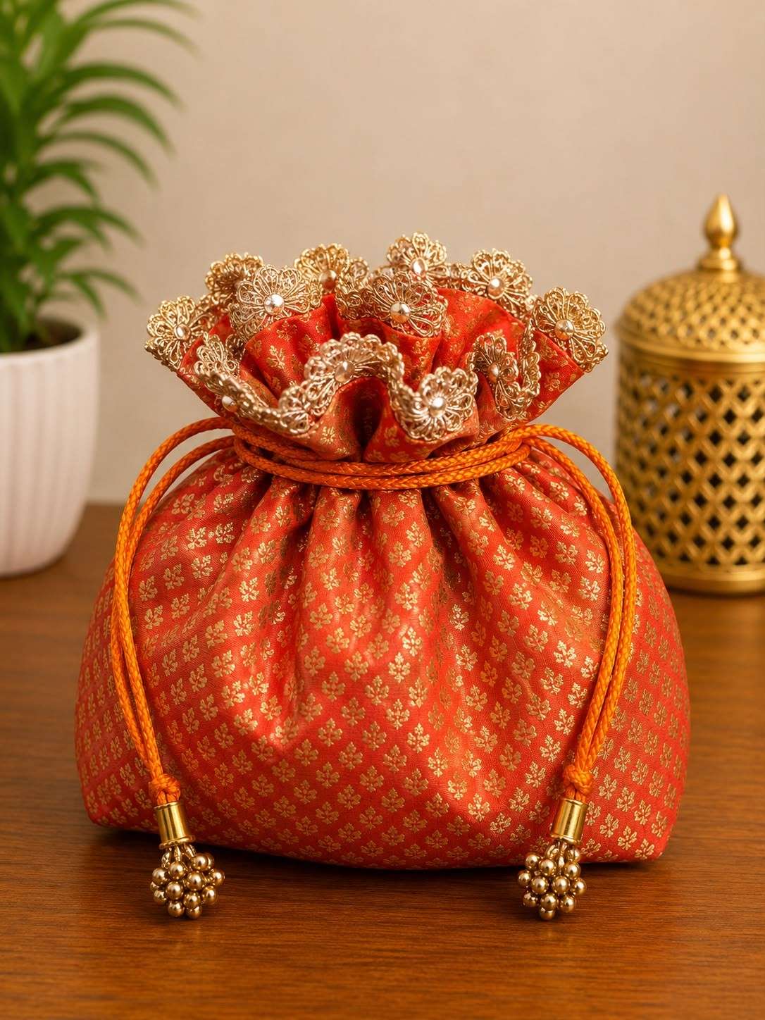 Banarasi Scruchy Potli Bags (Pack of 5 )