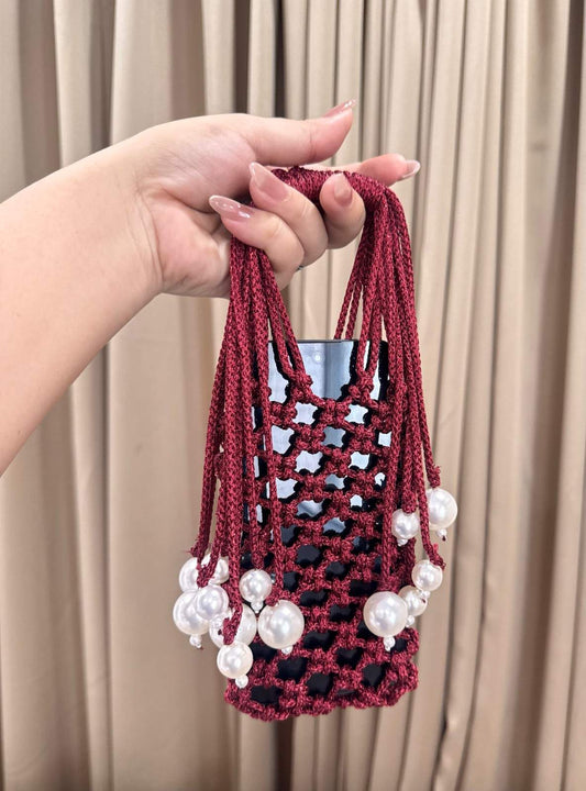 Knotted Pearl Macrame Party Mobile Carry Bag