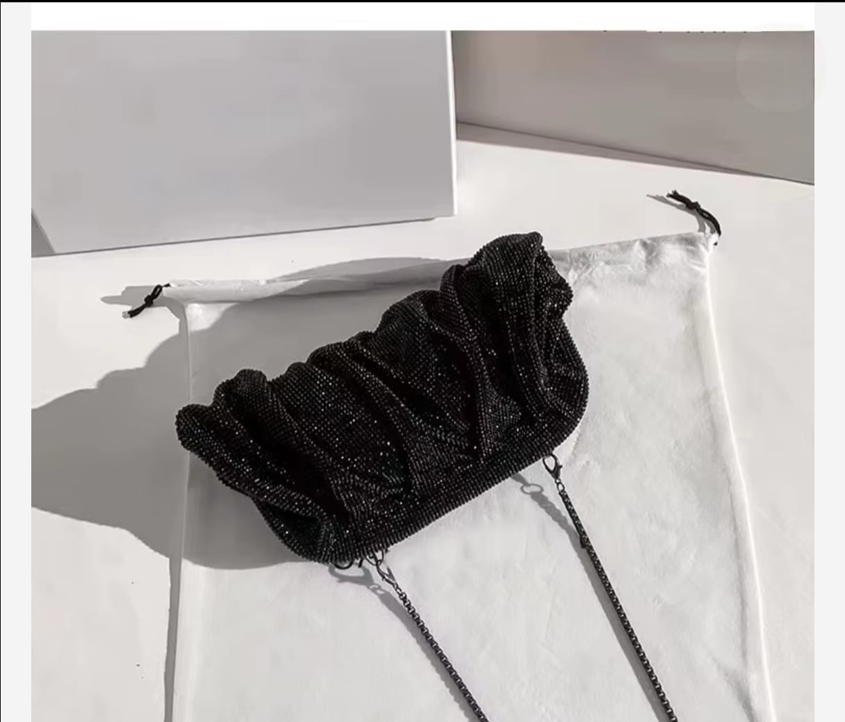 Black Pouch Rhinestone Party Clutch Bag