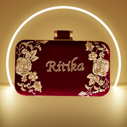 Customised Embroidery Name Women Clutch Bag