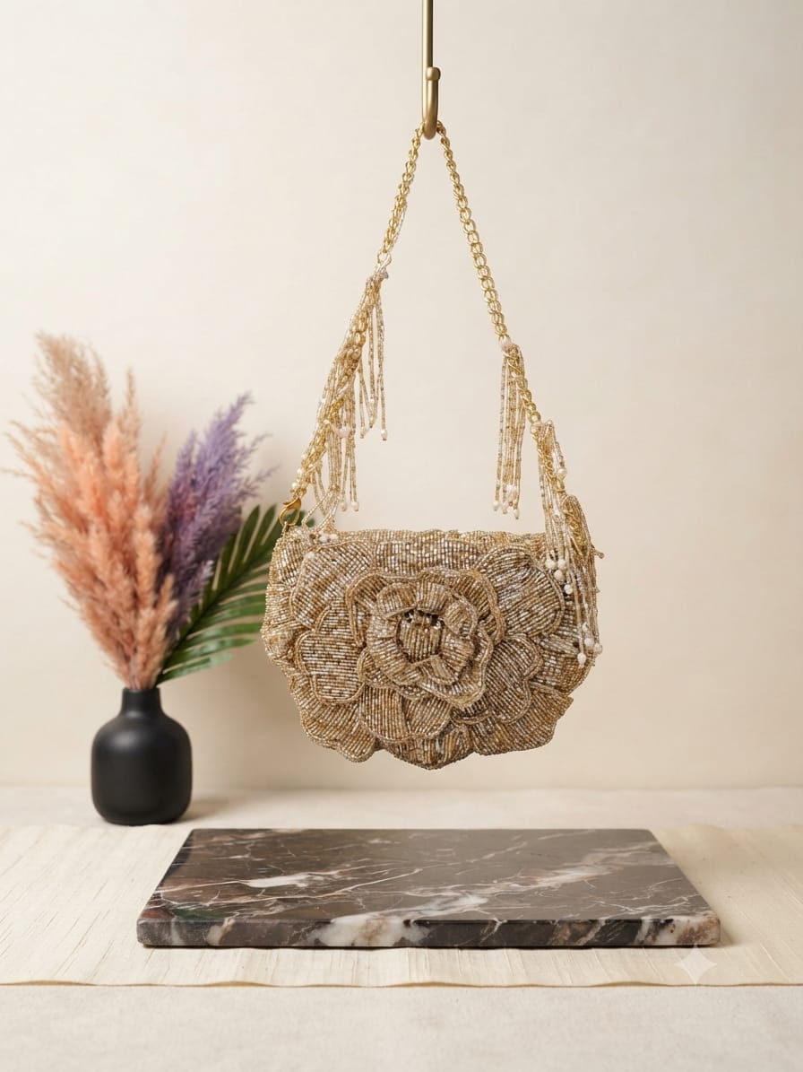 Golden Embroidery Party Handbag