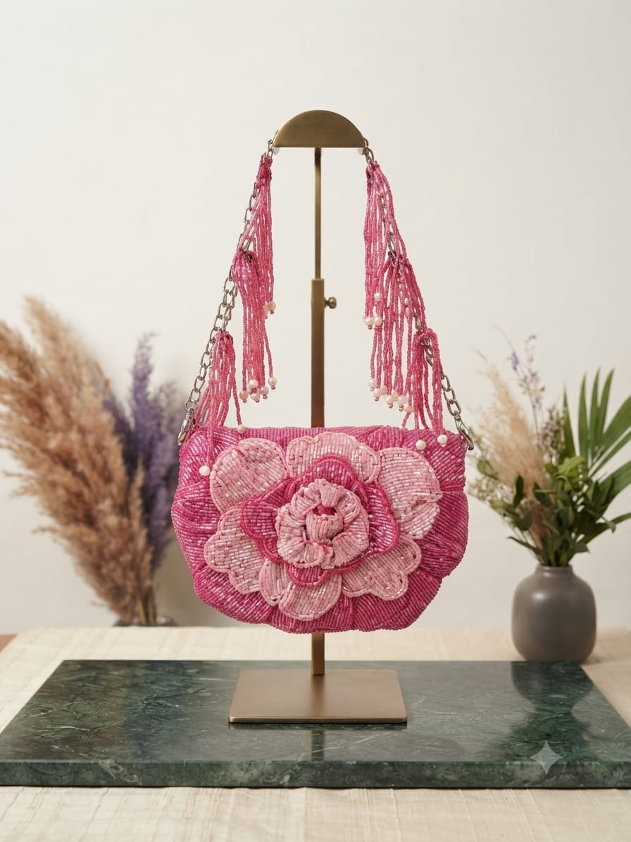 Pink Embroidery Party Handbag