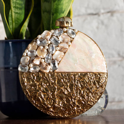 Brass Embellished Party Clutch Bag for Women