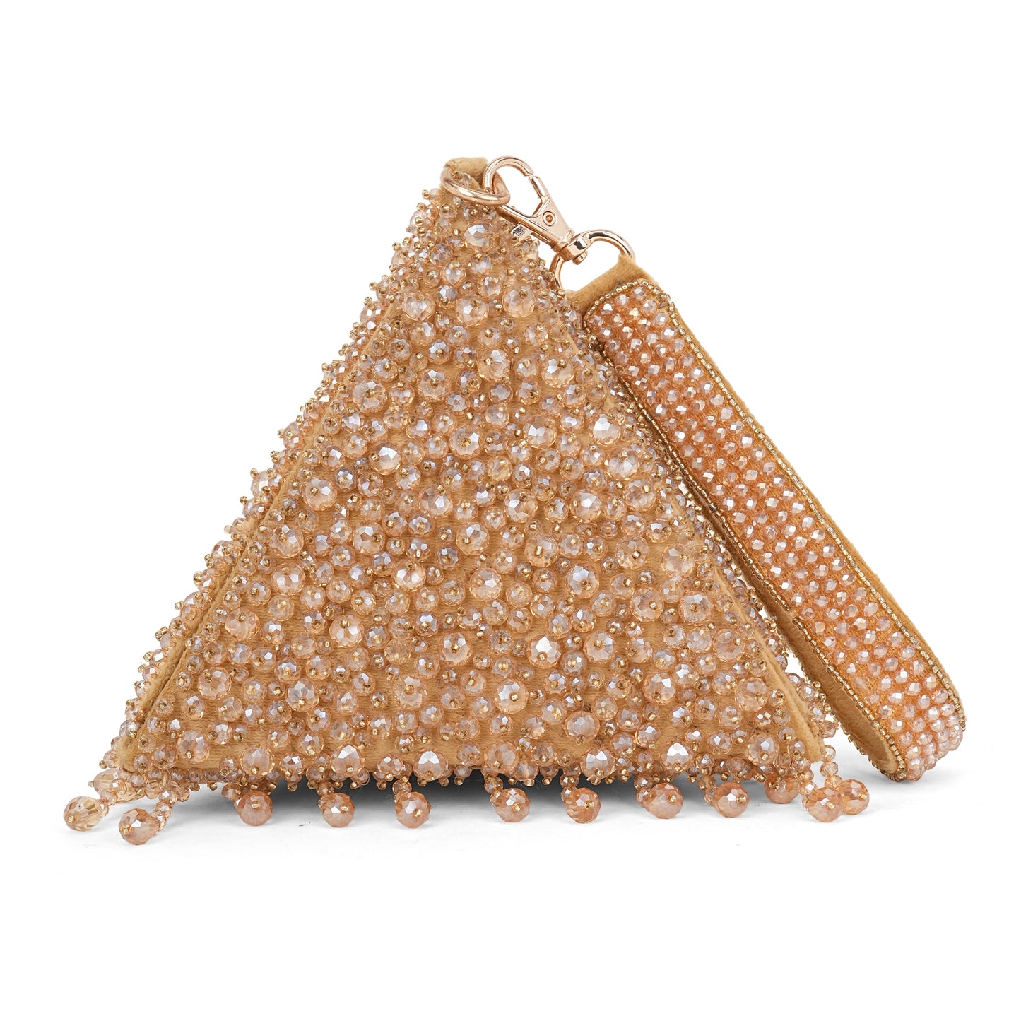 Golden Crystal Embellished Clutch Bag for Weddings & Festive Wear