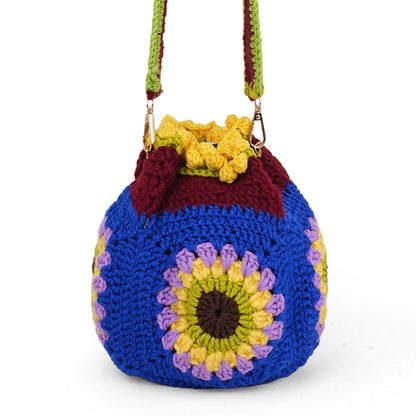Handmade Crochet Granny Bucket Boho Bag for Women