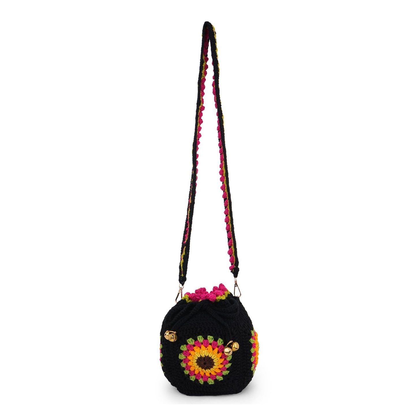 Handmade Crochet Granny Bucket Boho Bag for Women