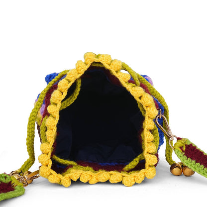Handmade Crochet Granny Bucket Boho Bag for Women