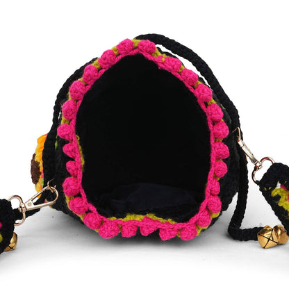 Handmade Crochet Granny Bucket Boho Bag for Women