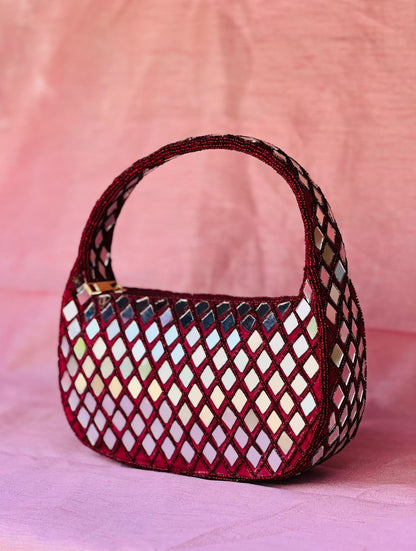 Mirror Embellished Evening Party Handbag