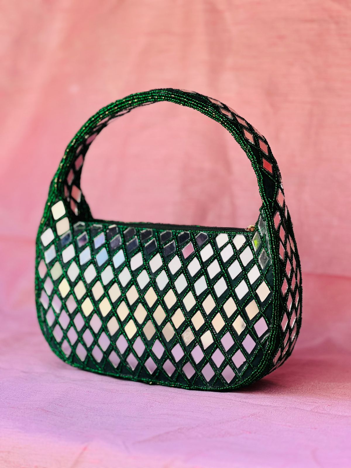 Mirror Embellished Evening Party Handbag