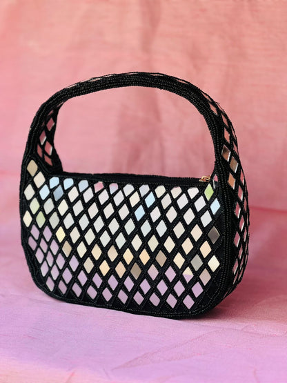 Mirror Embellished Evening Party Handbag