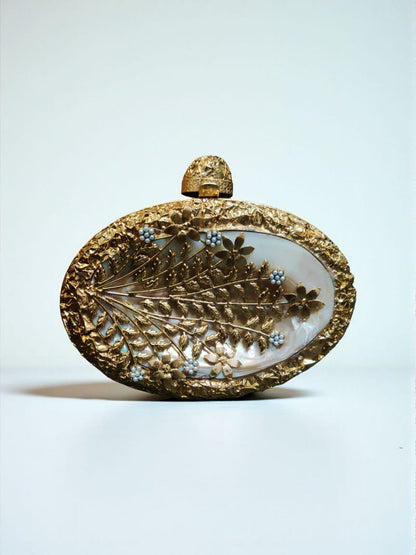 Brass Mother of Pearl Designer Clutch