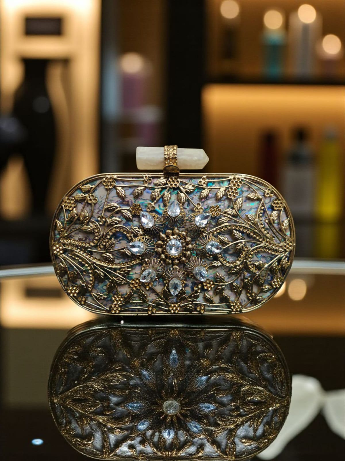 Brass Mother of pearl Clutch