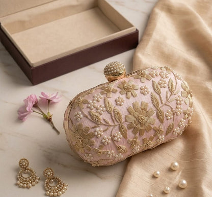 Pink Embroidery Party Clutch Bag for Women