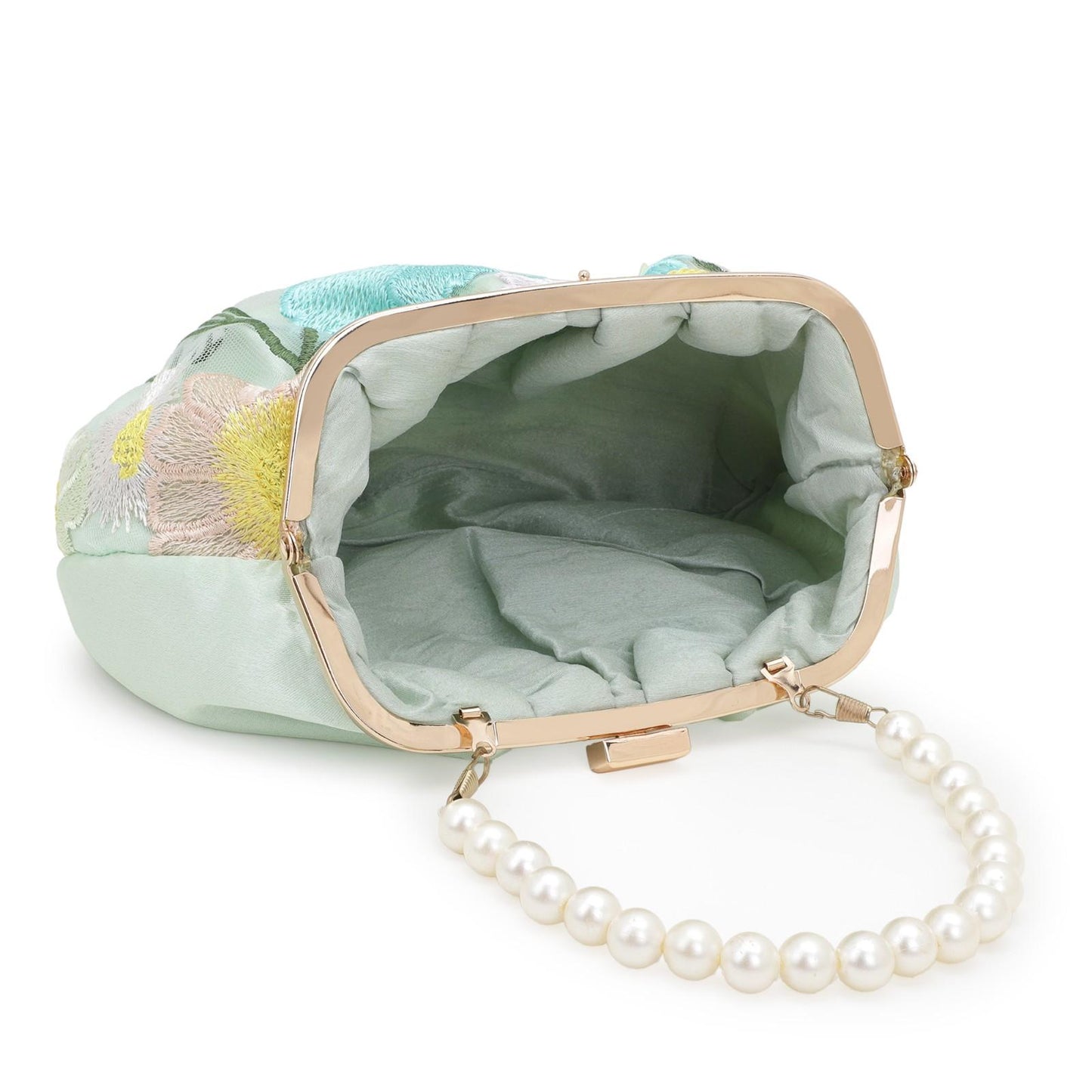 Pearl Handle Summer Floral Women Clutch Bag